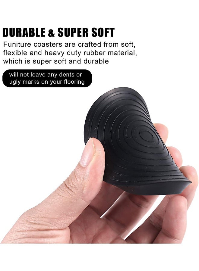 Peachjoy Furniture Non-Slip Caster Pad, Rubber Round Floor Protectors, Furniture Feet Chair Leg Mat for Bed Cabinet Sofa Chair Table Piano (Black), 4 Pcs - Image 3