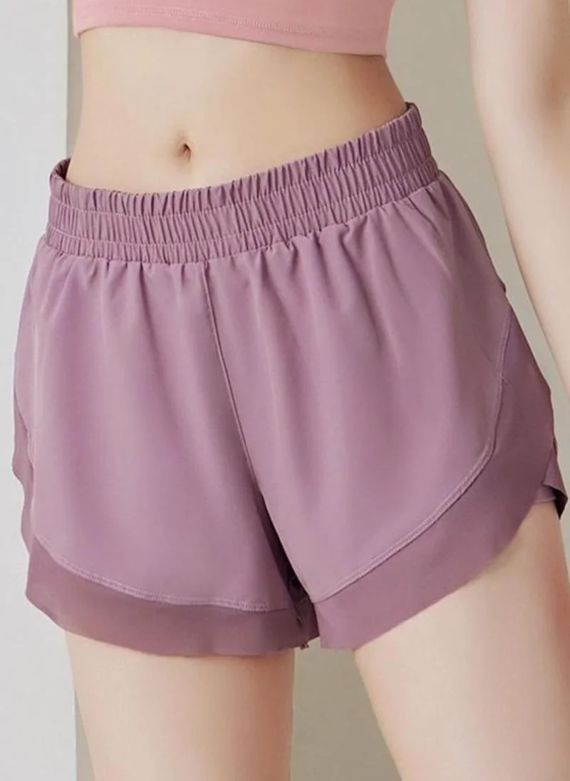 YUNIQEE Peach solid mid-rise yoga sports shorts
