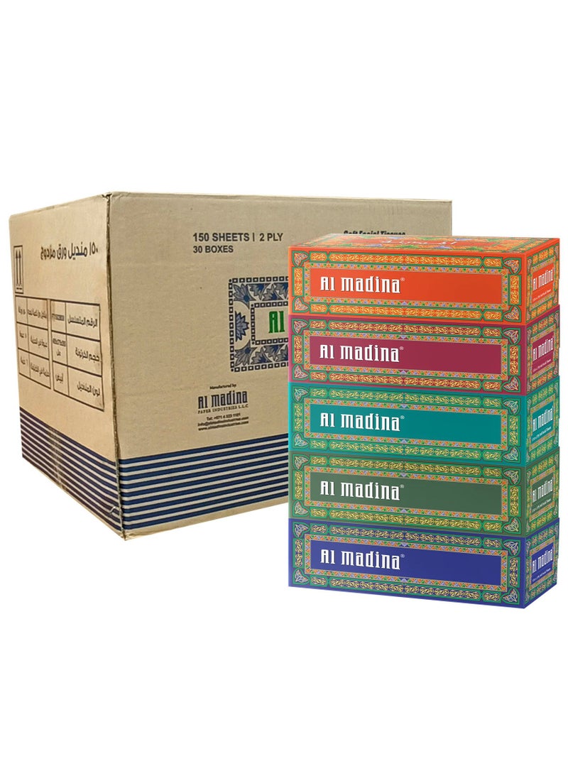 AL MADINA - Al Madina Facial Tissue 150 Sheet * 2 Ply 30 Boxes - Image 1