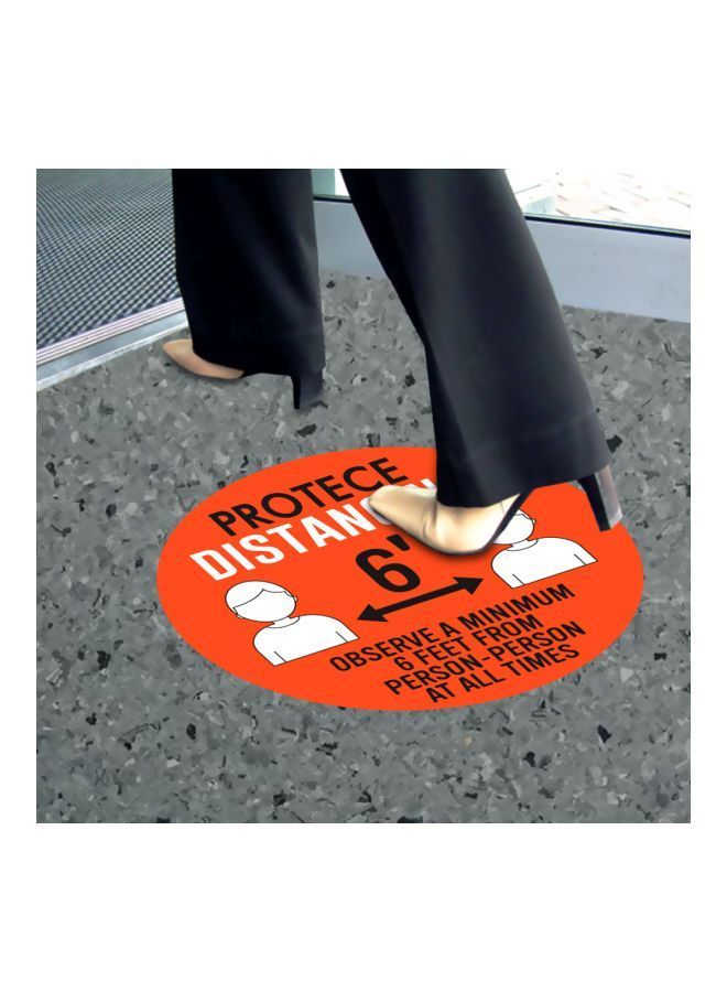 نيبمينينت لافتة أرضية بطبعة عبارة Protect Distancing" البرتقالي/الأسود/ الأبيض 27.94سم  - Image 2