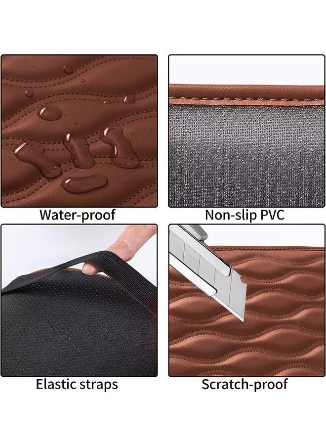 غطاء وحدة التحكم المركزية العالمية، حصيرة صندوق مسند الذراع المقاومة للماء من الجلد الرغوي، وسادة مسند الذراع لمركبات الشاحنات ذات الدفع الرباعي (بني) - Image 3