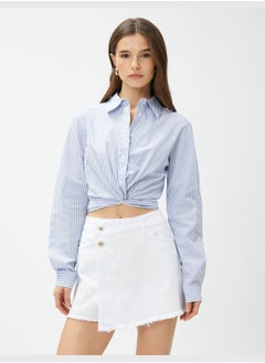 KOTON Cotton Knot Detail Crop Shirt  - Image 3
