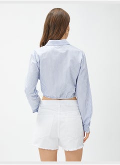 KOTON Cotton Knot Detail Crop Shirt  - Image 4