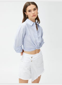 KOTON Cotton Knot Detail Crop Shirt  - Image 1