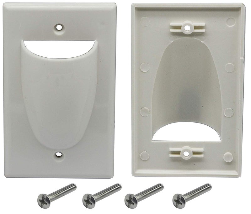 zdyCGTime Bulk Nose Faceplate Wall Plate for Cabling 1 Gang Cable Plate Internal Management Convex Audio Video Cable Pass Through Nose Plate White (2 Pack) - Image 1