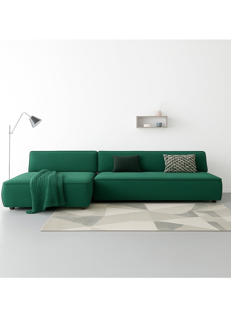 KARNAK Karnak Chelsea 3-Seater Luxury L-Shape Velvet Sofa with Free Pillows - Emerald Green  - Image 1