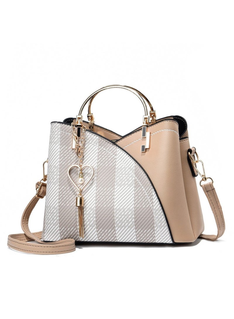 حقيبة كتف المرأة القابلة للتعديل والقابلة للفصل ، حقيبة اليد الرائعة ذات الطبقة المتعددة مع فتحة السوستة وتصميم الختام - Image 1
