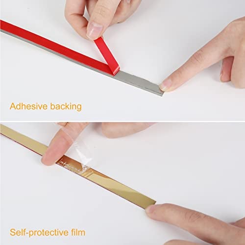 Copgge 16FT Gold Wall Trim Molding Stainless Steel Peel and Stick Mirror Trim Tape Self Adhesive Metal Molding Mirror Strip Metalized Mirror-Like Finish for Wall Mirror Frame Border Edge Trim - Image 5