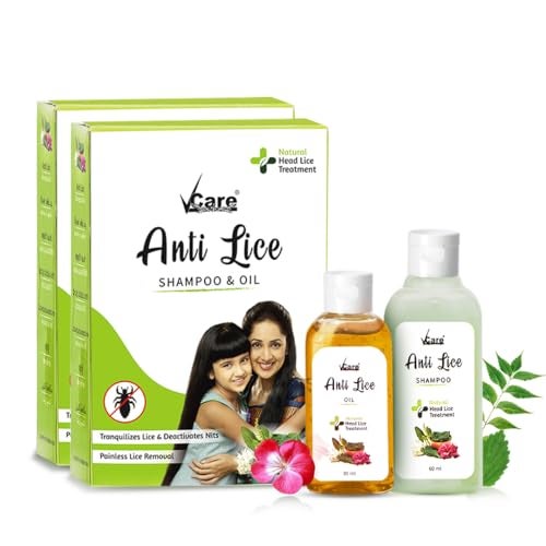 Vcare Anti Lice Shampoo and Oil Combo (Pack of 2), Removes Lice and Nits | Lice Treatment | Head Lice | Lice Egg Removal- 90ml - Image 1