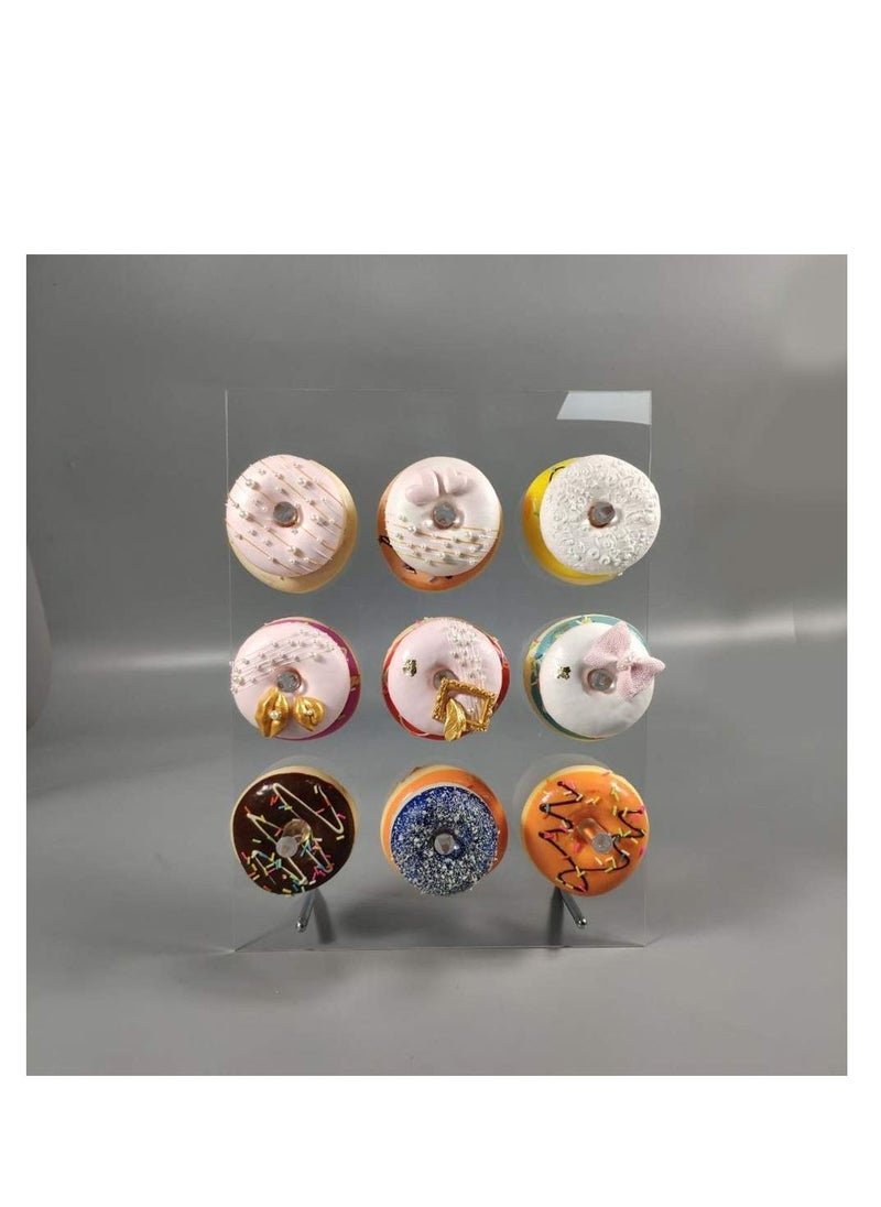 Excefore Reusable Acrylic Donut Wall Display Stand On Table, Crystal Clear Handmade Donut Holder for Baby Showers, Birthday, Holiday Gathering, Donut Party Decorations and More, 9 Pillars  - Image 5