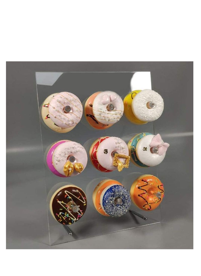 Excefore Reusable Acrylic Donut Wall Display Stand On Table, Crystal Clear Handmade Donut Holder for Baby Showers, Birthday, Holiday Gathering, Donut Party Decorations and More, 9 Pillars  - Image 1