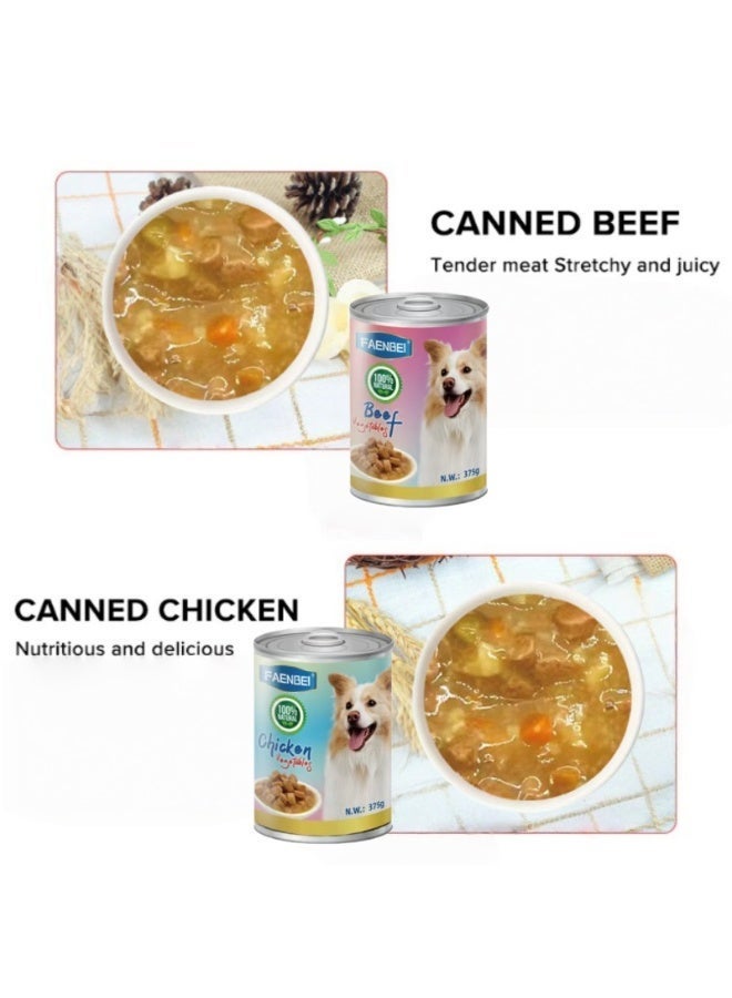 FAENBEI Meat Chunk Dog Wet Food 375g x 24 Cans – Nutritious Canned Dog Food – Soft Chunky Dog Meal for All Breeds – Chicken & Vegetables / Beef & Vegetables - Image 3