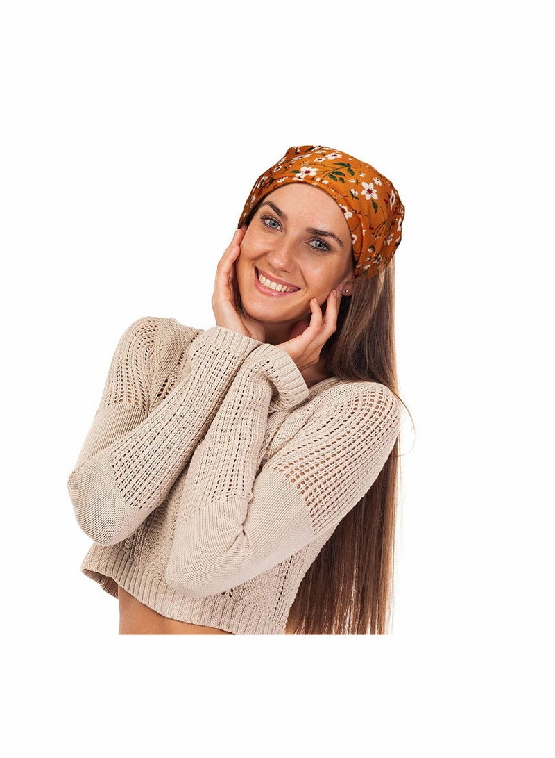 SOLARAE 6 Pieces Floral Elastic Hair Scarf Headband Chiffon Kerchief Elastic Floral Printed Turban Boho Headbands Hair Bandanas with Hair Clips for Women Girls Hair Accessories Classic Floral Pattern - Image 5