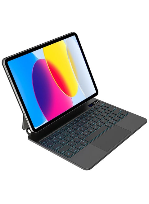【Arabic & English】Magic Keyboard for iPad 11th(A16, 2025)/ iPad 10th Gen 10.9", iPad Keyboard Case with Multi-Touch Trackpad, 7-Color Backlight, Floating Cantilever Stand, Digital Display