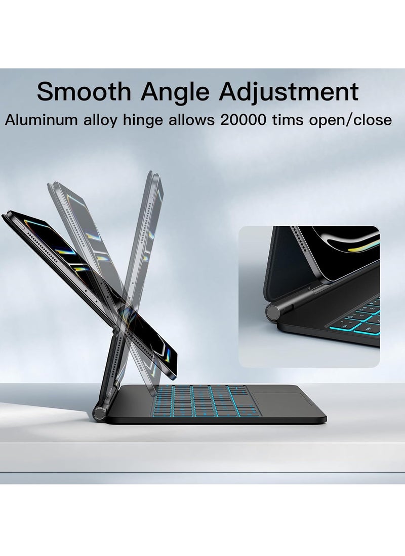 QPHWHFQ - 【Arabic & English】Magic Keyboard for iPad 11th(A16, 2025)/ iPad 10th Gen 10.9", iPad Keyboard Case with Multi-Touch Trackpad, 7-Color Backlight, Floating Cantilever Stand, Digital Display - Image 1