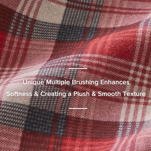 Woolrich John Rich & Bros. Woolrich Cotton Sheet Set Cottage Charms Print, 100% Cotton Flannel Sheets Warm & Fuzzy Bedding Set Queen Size Sheets, Fitted Pocket Fits Up to 14" Mattress, Queen Red Plaid, 4 Piece - Image 4
