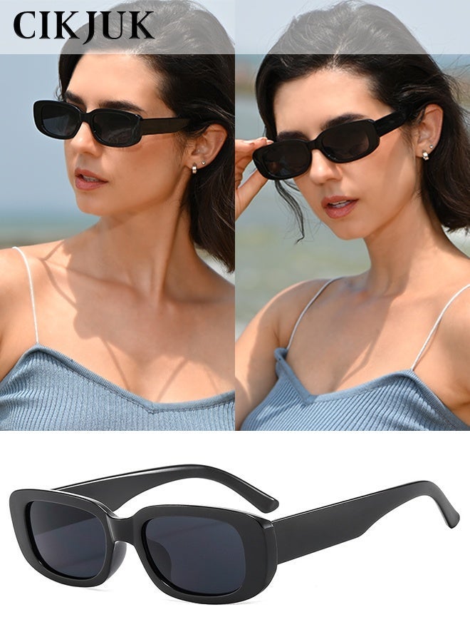 سِيكجُوك نظارات شمسية مستطيلة للرجال والنساء نسائية ورجالية نسائيه رجاليه بإطار صغير عصرية وموضة بحماية من الأشعة فوق البنفسجية هذه النظارات الشمسية تتميز بتصميم نظارة شمسيه نظاره وتشمل نضارات نساءيه رجالي نضرات رجال أسود - Image 1