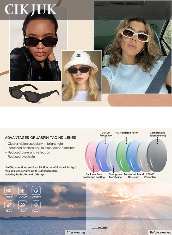 سِيكجُوك نظارات شمسية مستطيلة للرجال والنساء نسائية ورجالية نسائيه رجاليه بإطار صغير عصرية وموضة بحماية من الأشعة فوق البنفسجية هذه النظارات الشمسية تتميز بتصميم نظارة شمسيه نظاره وتشمل نضارات نساءيه رجالي نضرات رجال أسود - Image 3