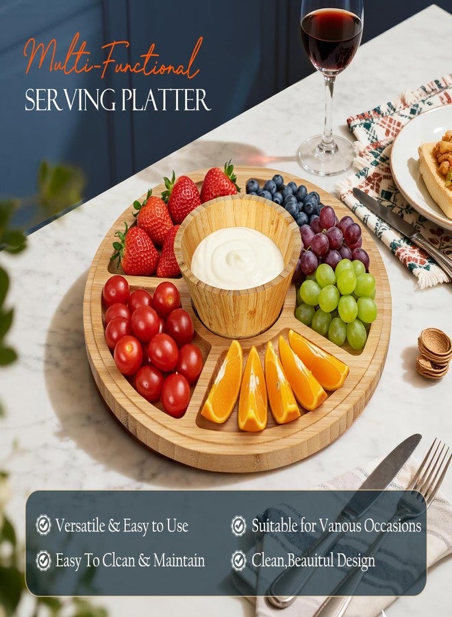 Masthome Bamboo Christmas Cake Stand with Lid, 6 in 1 Cake Holder with Lid,Multi-Functional Serving Platte, Dessert Display Stand and Charcuterie Board for Nutst, Chips & Dips,Fruit Platter - Image 4