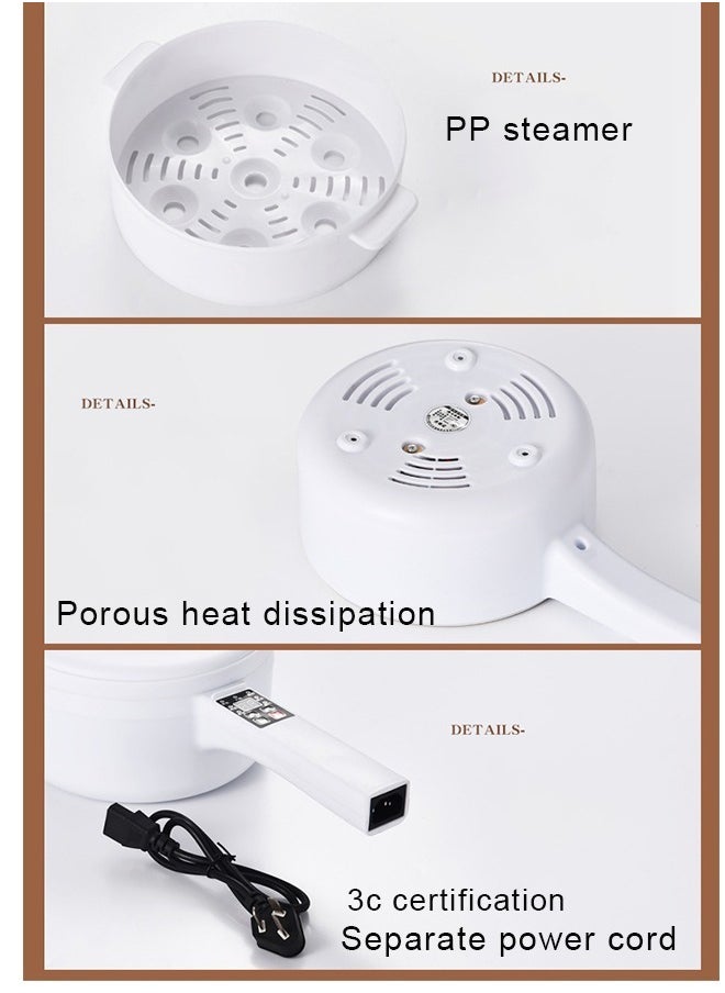 Aikenn Electric Hot Pot Non-Stick Electric Cooker 2L Multi-Function Electric Cooker Temperature Control Electric Cooker Electric Cooker With Steamer 700w Non-Stick Frying Pan Dormitory Small Electric Cooker For Noodles Eggs Steak Oatmeal And Soup White  - Image 4