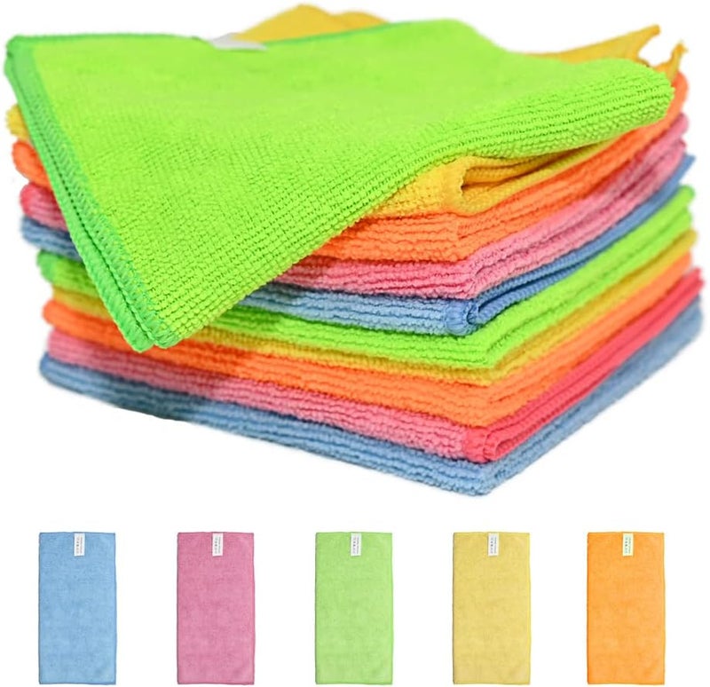 RAM ONLINE 10 Pack Reusable Microfiber Cleaning Cloths - 12.6" x 12.6" - Image 1
