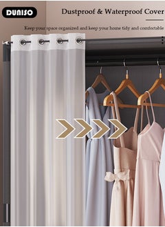 DUNISO Portable Fabric Wardrobe, Closets for Hanging Clothes with Hanging Rods, Large Capacity Clothes Storage Cabinet with Curtain, Storage Organizer for Bedroom Living Room  - Image 2