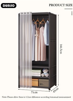 DUNISO Portable Fabric Wardrobe, Closets for Hanging Clothes with Hanging Rods, Large Capacity Clothes Storage Cabinet with Curtain, Storage Organizer for Bedroom Living Room  - Image 4