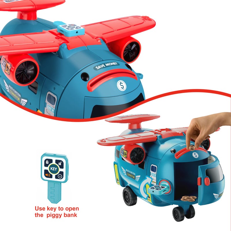 Dwi Dowellin Airplane Car Toy,Steering Wheel Toys for 3 4 5 6 Year Old Boys&Girls with Sound and Light,Toddler Educational Plane Driving Toy Gift for Kids Aged 3+, Blue - Image 4
