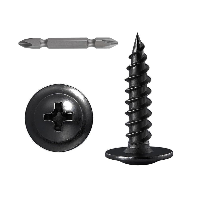 Wensilon Store (250 pcs)#8×1" Black Truss Head Wood Screws Quick Metal Self Tapping Zinc Oxide - Image 1