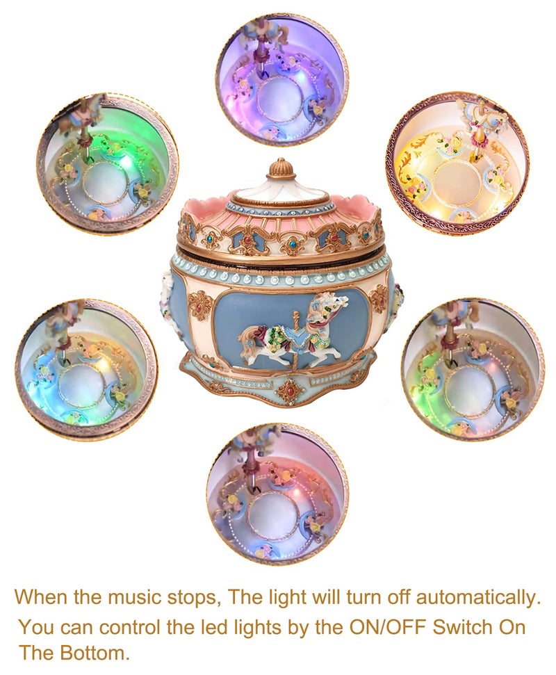 Singeek You are My Sunshine Music Box Carousel Horses Unicorn Musical Box with Sankyo 18-Note Wind Up for Kids Girls Christmas Birthday Gifts - Image 3