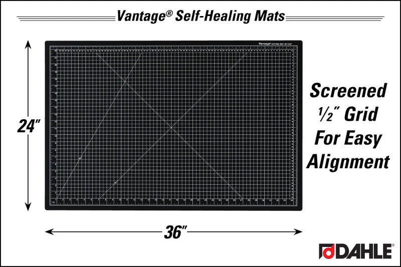 Dahle Vantage 10673 Premium Self-Healing Cutting Mat, 24"x36", 1/2" Grid, 5 Layers for Max Healing, Perfect for Crafts & Sewing, Black - Image 2