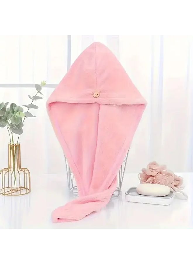 Blue Microfiber Hair Towel Wrap Super Absorbent Quick Dry Button Closure For Women - Image 1