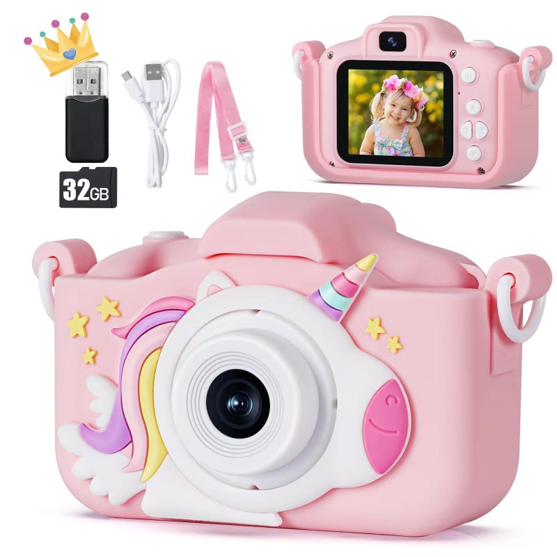 KIZJORYA X5 Kids Digital Camera Pink Unisex 32GB SD Card 8X Digital Zoom Auto Focus Cute Frames Film Filters Easy to Use Durable Design - Image 2