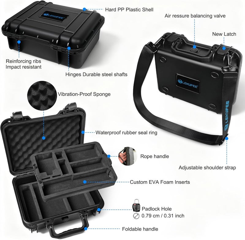 Lekufee Portable Waterproof Hard Case for DJI Osmo Nano, Standard Combo (64GB / 128GB) - Vlogging Camera, DJI Mic 3/2/Mini, More Accessories(Case Only) - Image 3