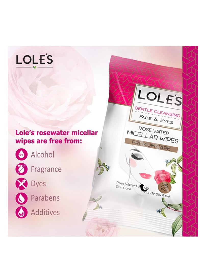 LOLE'S Lole's Makeup Remover Wet Wipes Gentle Cleansing Rose Water, Pack of 2 x 25 Wipes - Image 4