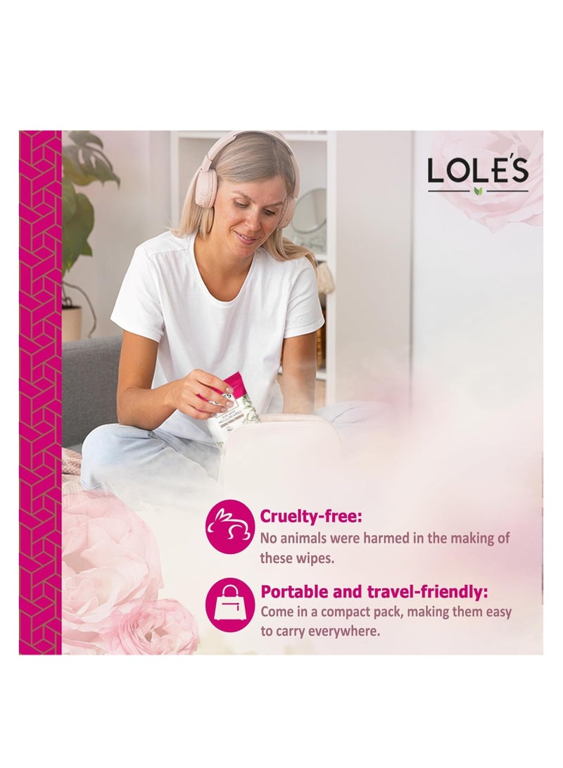 LOLE'S Lole's Makeup Remover Wet Wipes Gentle Cleansing Rose Water, Pack of 2 x 25 Wipes - Image 5