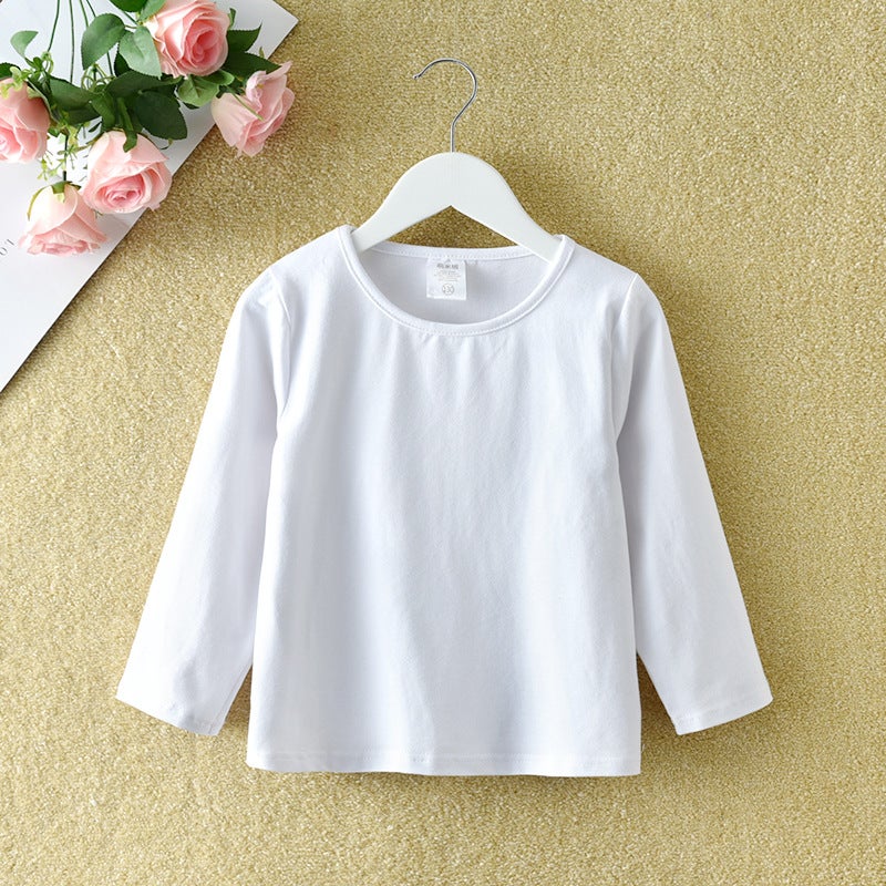 Baby T-Shirt 2021 New Girls' Base Shirt Long-Sleeved Pullover Top Solid Color All-Match Half-High Collar T-Shirt Autumn - Image 1