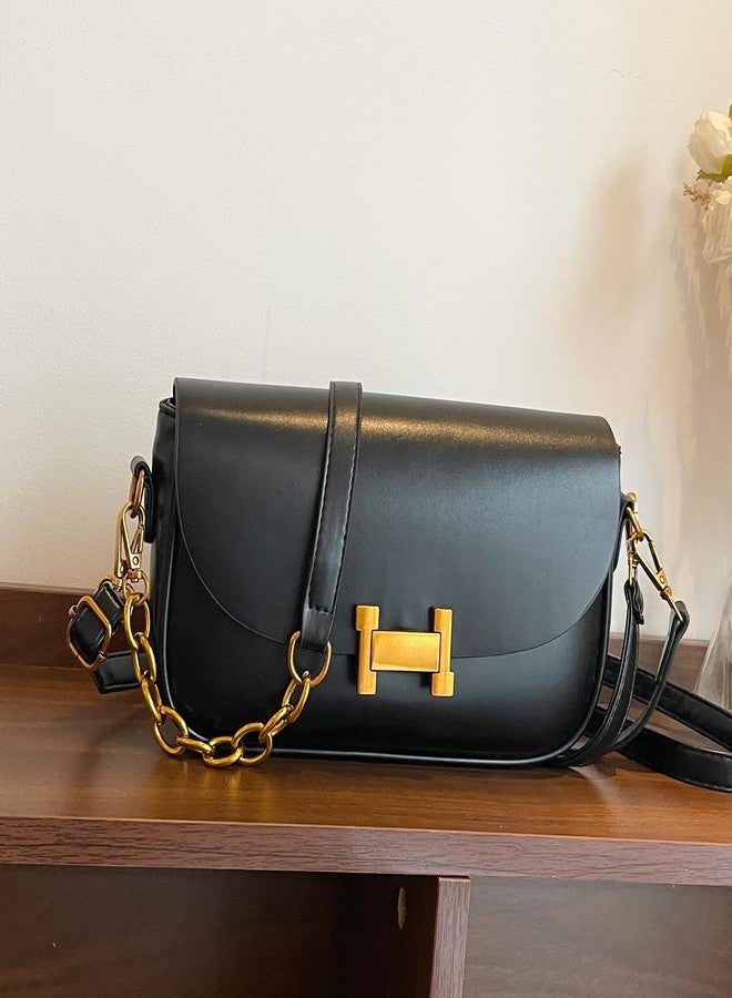 Lavogel Shoulder Bag for Women Trendy Crossbody Purse Vegan Leather Hobo Handbags Clutch Saddle Bag with 2 Removable Strap (Black) - Image 3