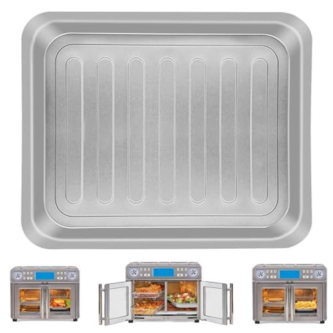 GXF Air Fryer Accessories for Emeril Lagasse Dual Zone 360 Air Fryer Oven 25 QT Extra Large, 14''12'' Steel Air Fryer Tray Grill Pan Grill Plate Crisper Plate Replacement Parts Rack