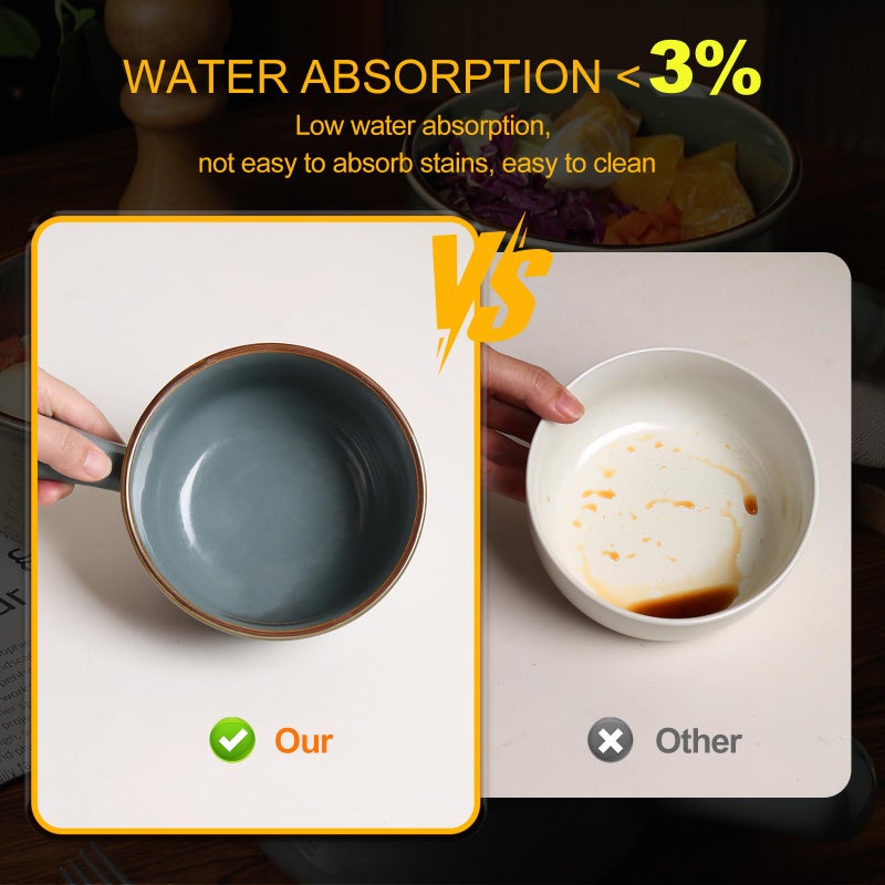 MONITO 16 Oz French Onion Soup Bowls, Ceramic Soup Bowls with Handles, Stackable Soup Crocks Oven Safe for Chili, Beef Stew, Cereal,Casseroles Microwave & Dishwasher Safe, Set of 4 - Image 3