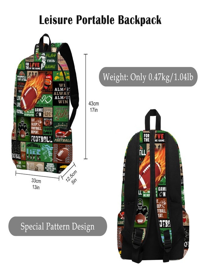 ROVOZAR Fire Football School Backpack for Boys Bookbag, 17 Inch Football Backpack for School, Kids Footballs Sports Theme Laptop Back Pack for School Travel Hiking Camping - Image 2