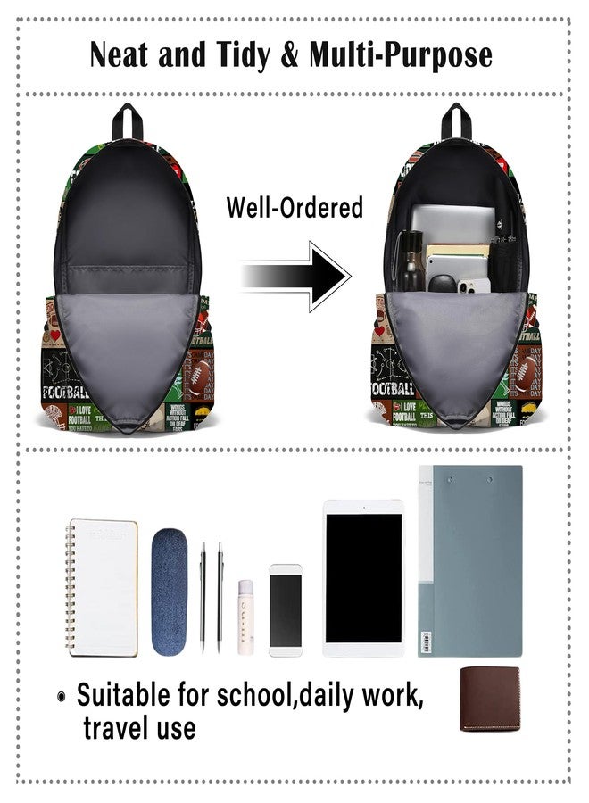 ROVOZAR Fire Football School Backpack for Boys Bookbag, 17 Inch Football Backpack for School, Kids Footballs Sports Theme Laptop Back Pack for School Travel Hiking Camping - Image 4