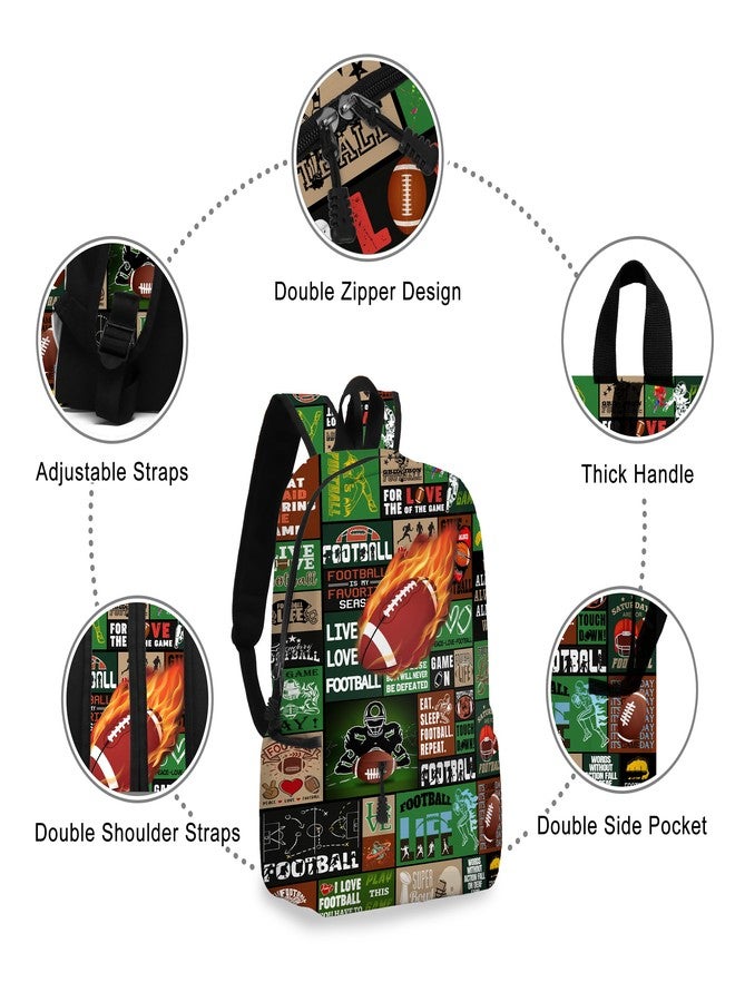 ROVOZAR Fire Football School Backpack for Boys Bookbag, 17 Inch Football Backpack for School, Kids Footballs Sports Theme Laptop Back Pack for School Travel Hiking Camping - Image 3