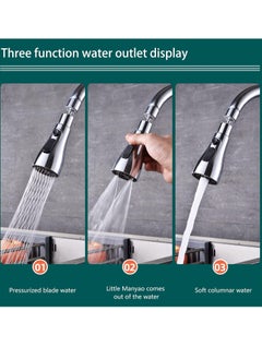 spa luxetique Kitchen Faucet Tap, 360° Rotatable Spout, Kitchen Sink Faucet Head, Replacement 3 Modes for Kitchen Sink Spray Nozzle Faucet Head, Kitchen Tap Sprayer Spout Parts Silver  - Image 2