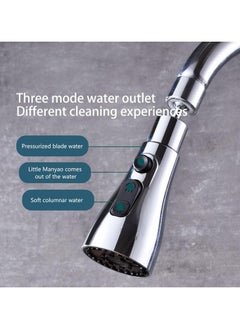 spa luxetique Kitchen Faucet Tap, 360° Rotatable Spout, Kitchen Sink Faucet Head, Replacement 3 Modes for Kitchen Sink Spray Nozzle Faucet Head, Kitchen Tap Sprayer Spout Parts Silver  - Image 5
