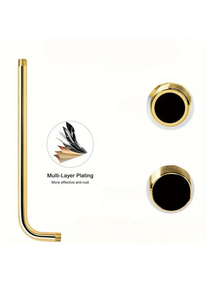 Golden 13 Inch Stainless Steel Shower Arm with Cover Wall Mounted Elegant Elbow Design - Image 4