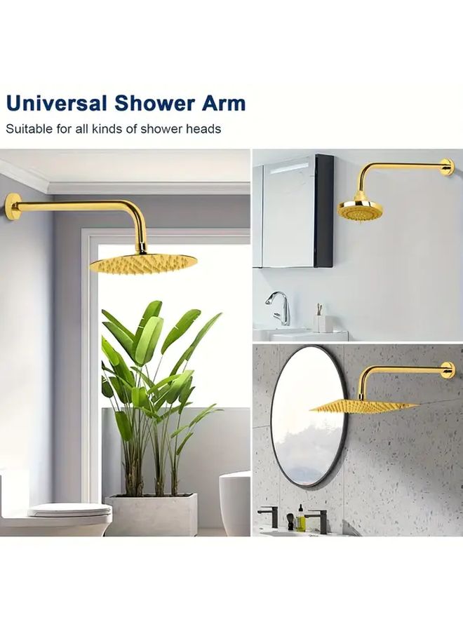 Golden 13 Inch Stainless Steel Shower Arm with Cover Wall Mounted Elegant Elbow Design - Image 2