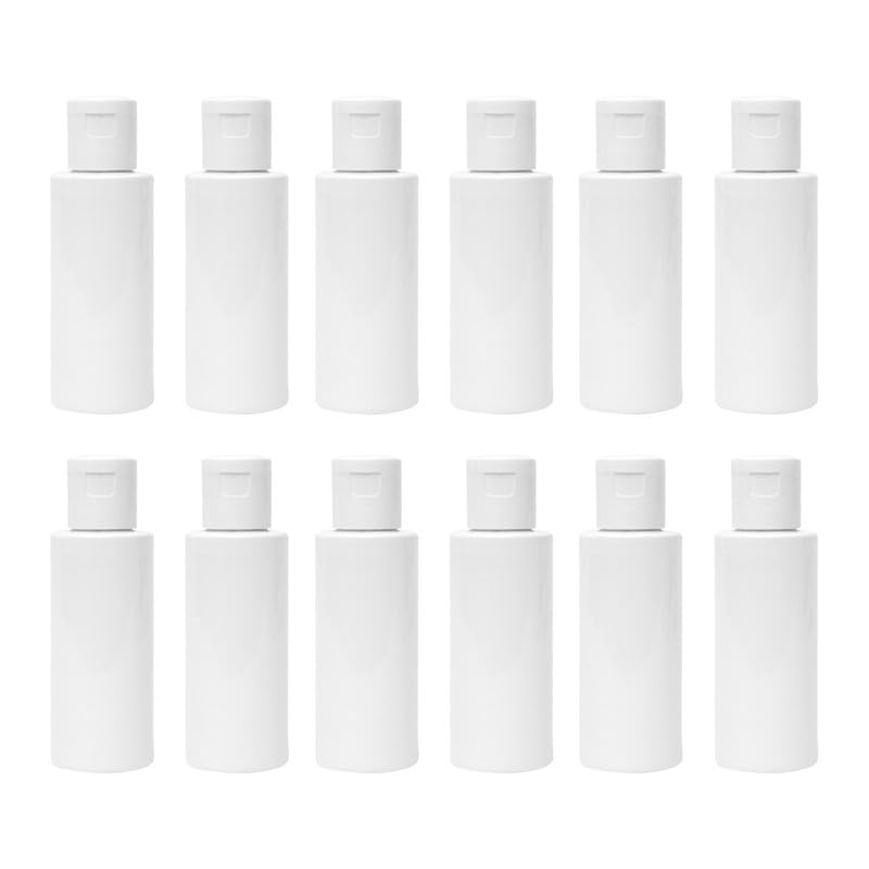 Devinez Round White HDPE Bottle, 50ml (Pack of 12) with White Flip-Top Cap for Serum, Essential Oils, Blends, DIY Skin Care, Cosmetics, Multipurpose Bottle for Home and Travel Purpose - Image 1