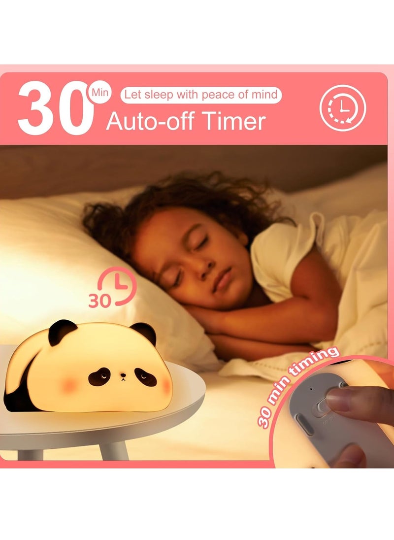 JAJEEK Panda Night Light for Kids – Cute LED Night Lights for Teen Girls Bedroom, Brightness Control with Auto Off Timer, Animal Silicone Lights – Ideal Toddler Gifts - Image 4