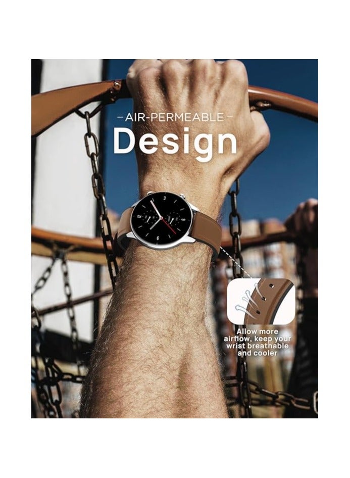 Bracelet Compatible with Amazfit GTR 4/GTR 3 Pro/GTR 3/GTR 2/GTR 2e/GTR 47 mm/Stratos 3/Stratos 2, 22 mm Hybrid Leather Silicone Replacement Watch Strap - Image 4